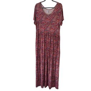 Viishow Boutique Paisley Print Stretchy Womens Maxi Dress 2XL With Pockets